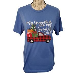 Grandparents Christmas Gift T-Shirt Holiday Tee - Red Truck - Medium Unisex